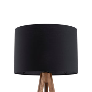 Lampă de podea Grand, nuc, abajur negru
