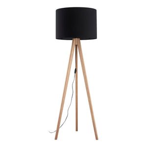 Lampă de podea Grand, pin, abajur negru
