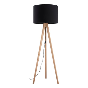 Lampă de podea Grand, pin, abajur negru