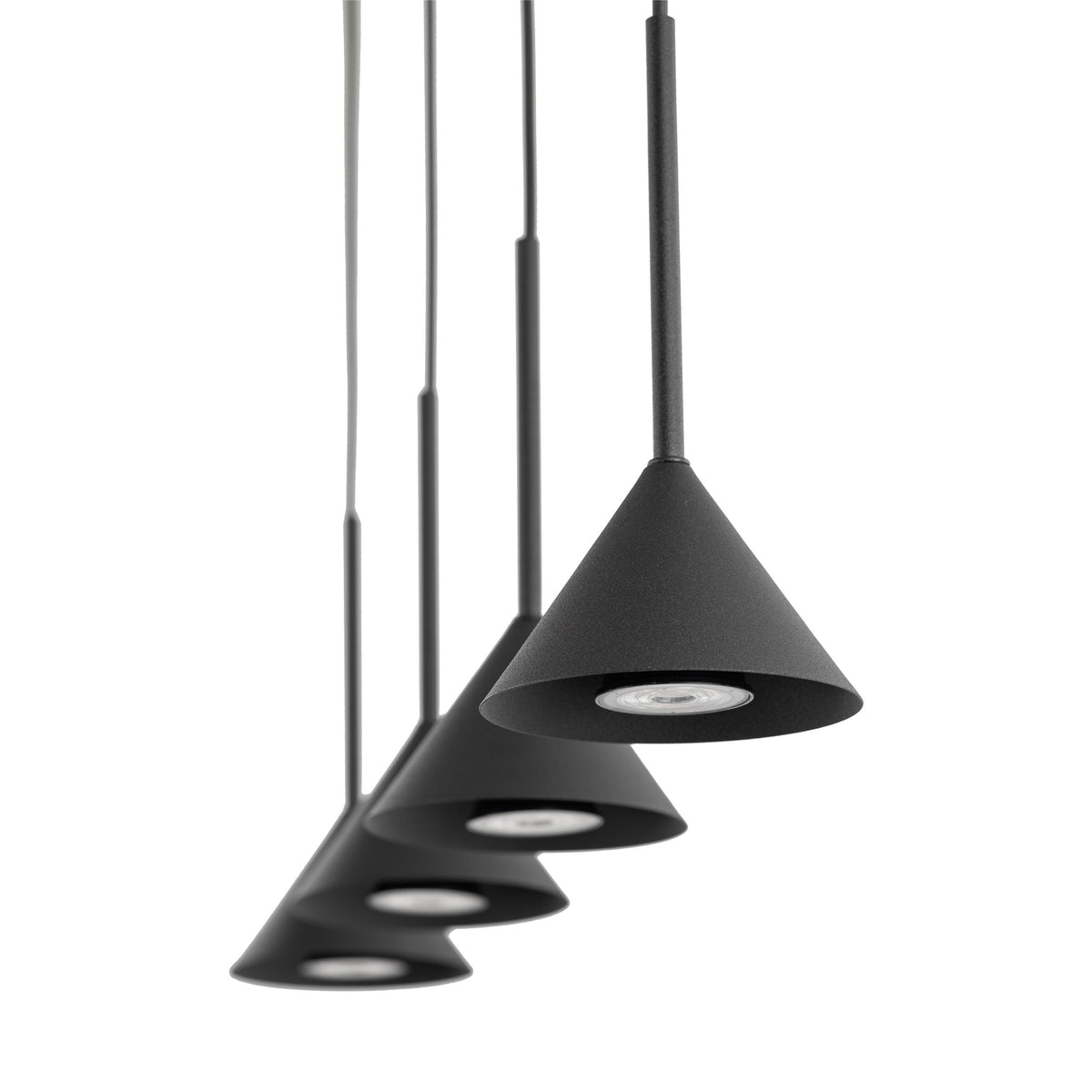 Lustră Cono, negru, 4 becuri