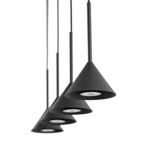 Lustră Cono, negru, 4 becuri