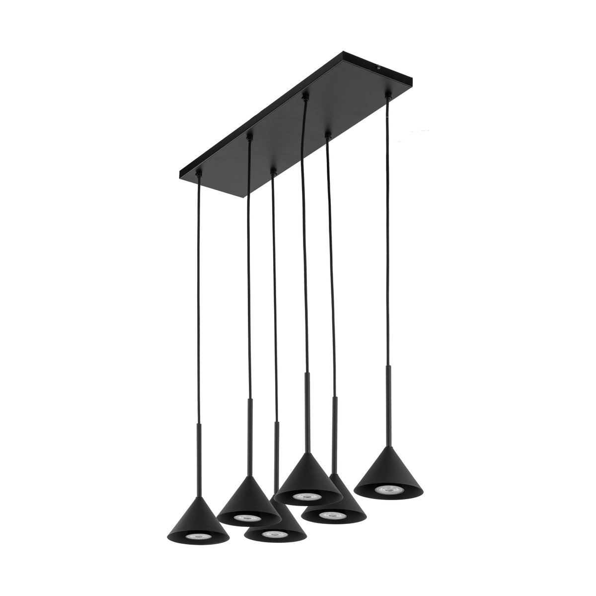 Lustră Cono, negru, 6 becuri