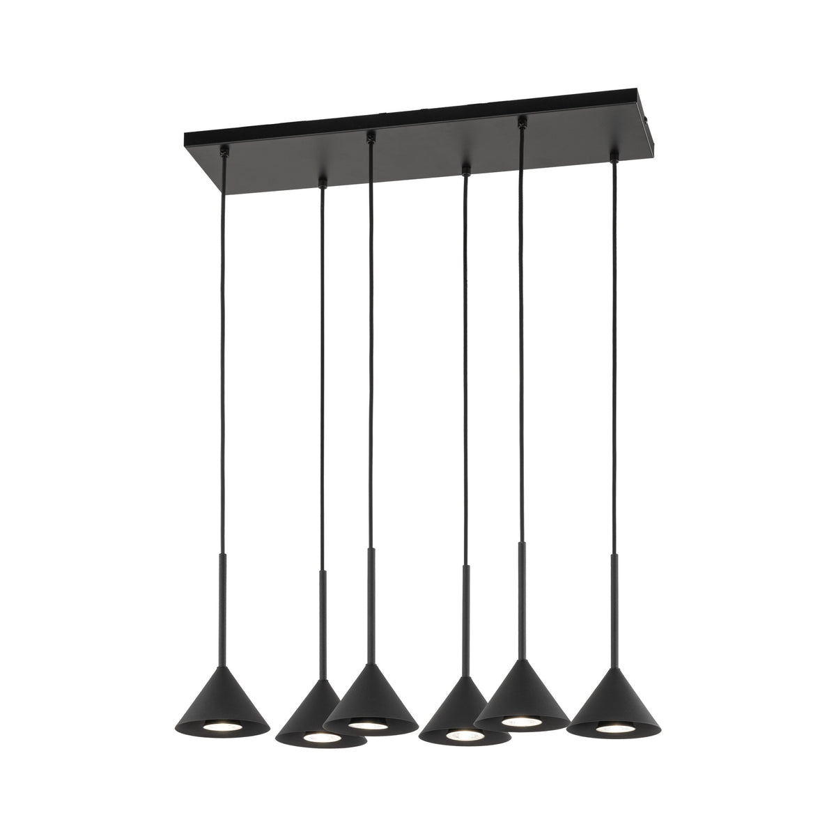 Lustră Cono, negru, 6 becuri