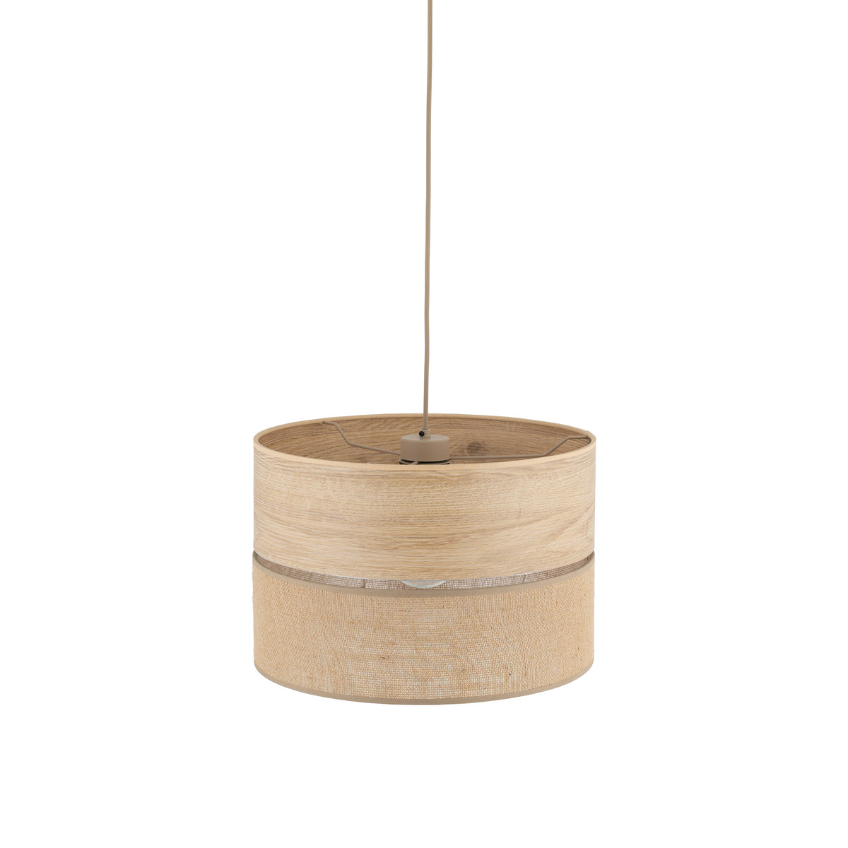 Lustră Dorma cu 1 bec și abajur din iută, lemn deschis, Diametru 380 mm