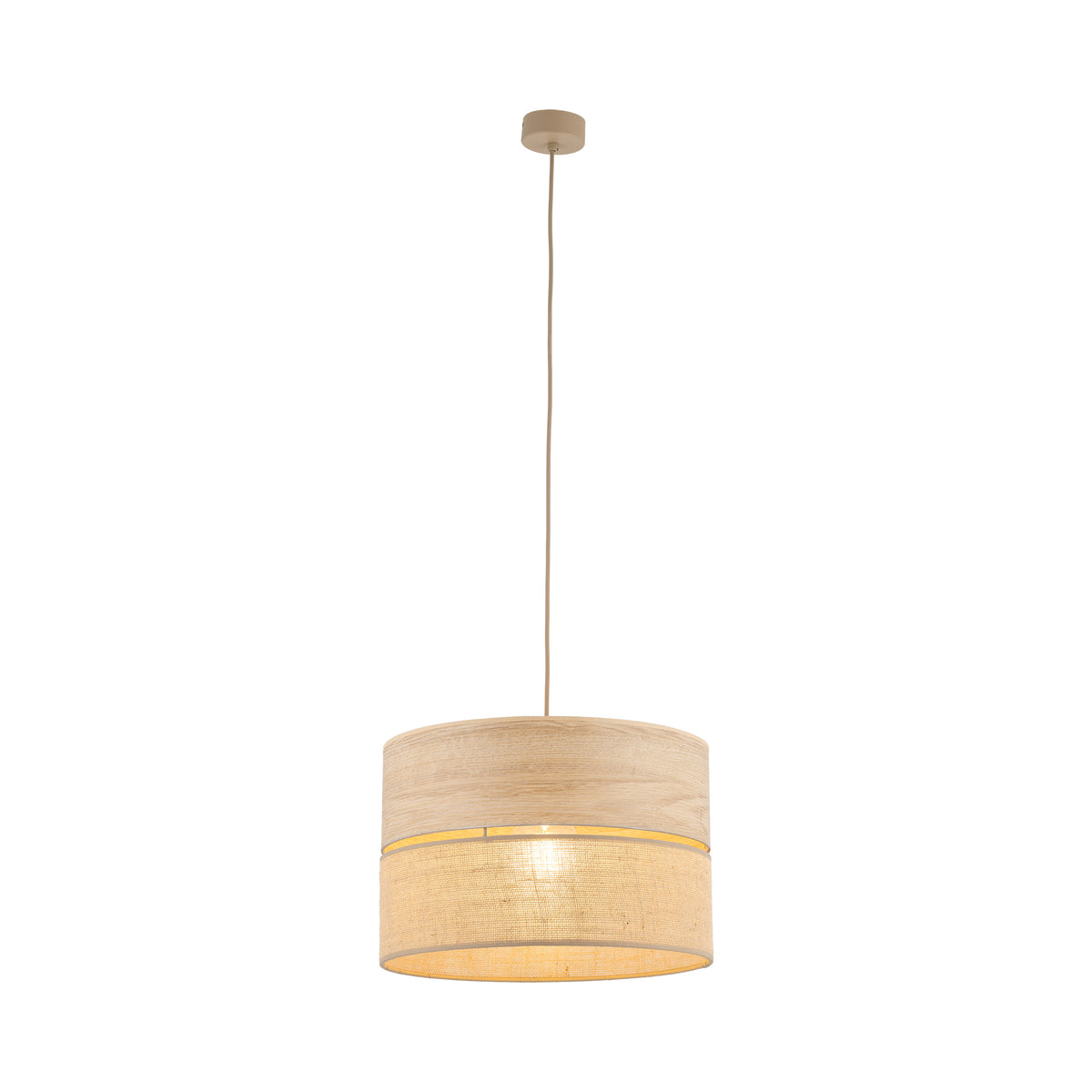 Lustră Dorma cu 1 bec și abajur din iută, lemn deschis, Diametru 380 mm