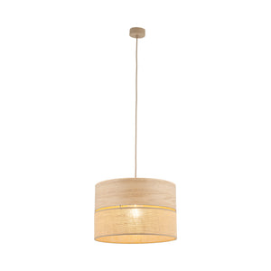 Lustră Dorma cu 1 bec și abajur din iută, lemn deschis, Diametru 380 mm