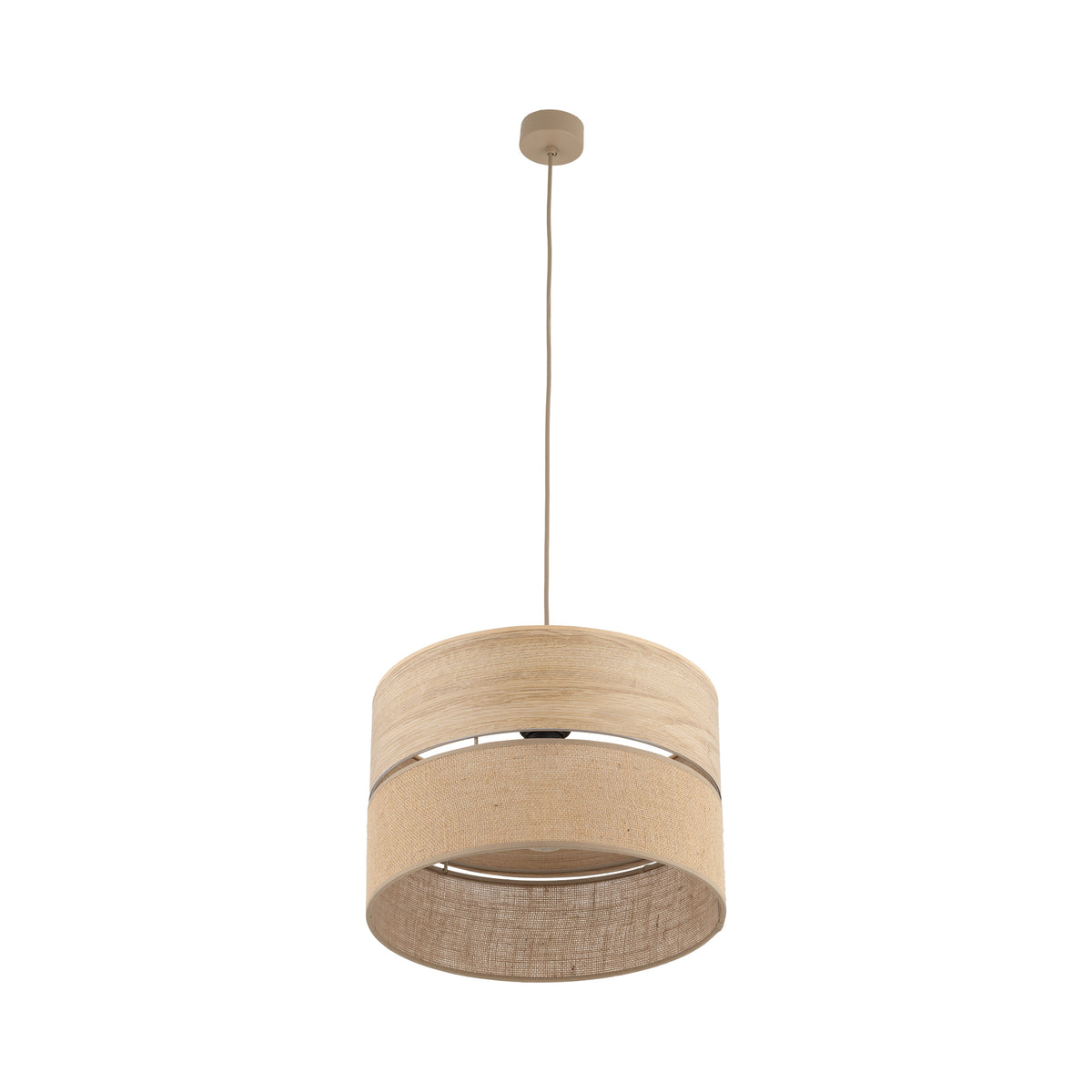 Lustră Dorma cu 1 bec și abajur din iută, lemn deschis, Diametru 380 mm