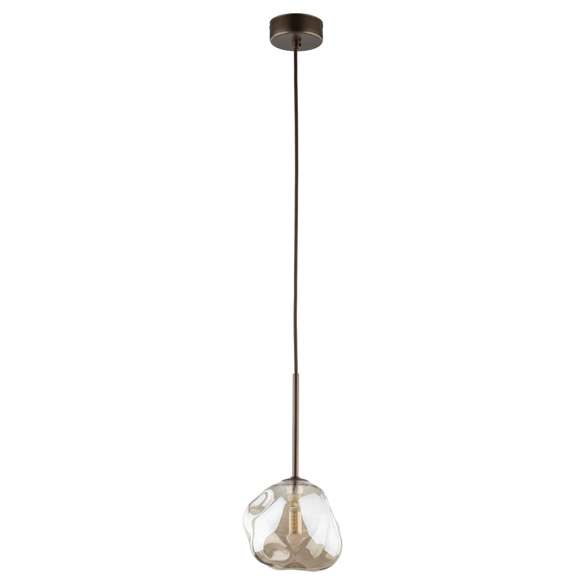 Lustră Lava cu 1 bec, maro, 150 × 150 × 1600 mm