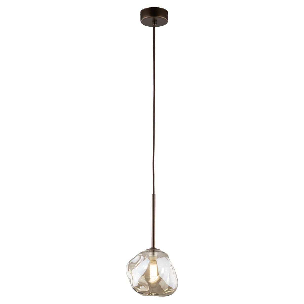 Lustră Lava cu 1 bec, maro, 150 × 150 × 1600 mm