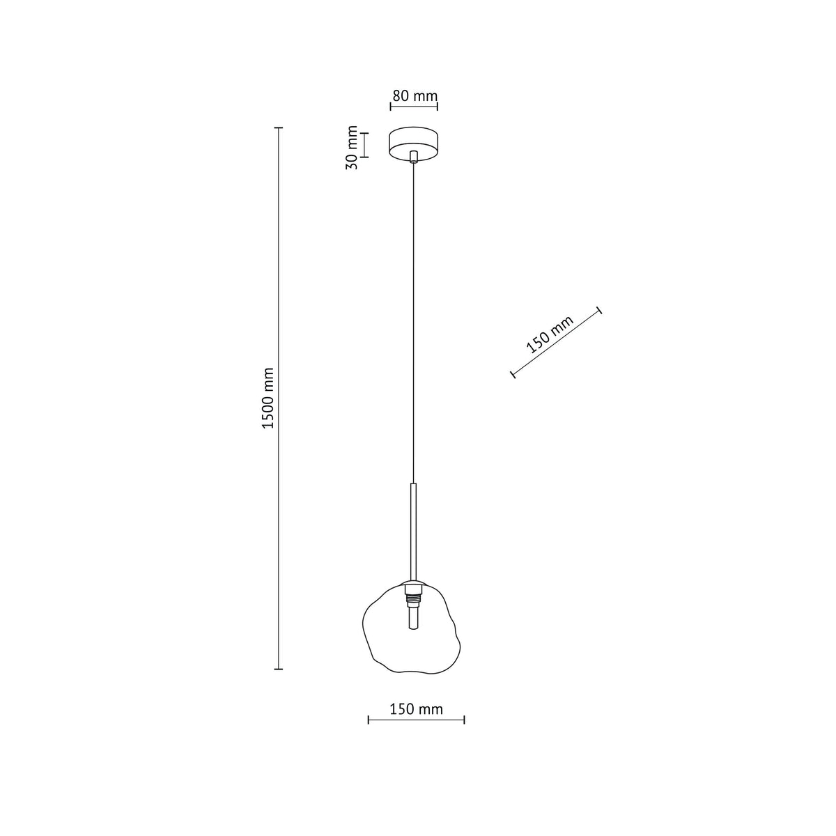 Lustră Lava cu 1 bec, maro, 150 × 150 × 1600 mm