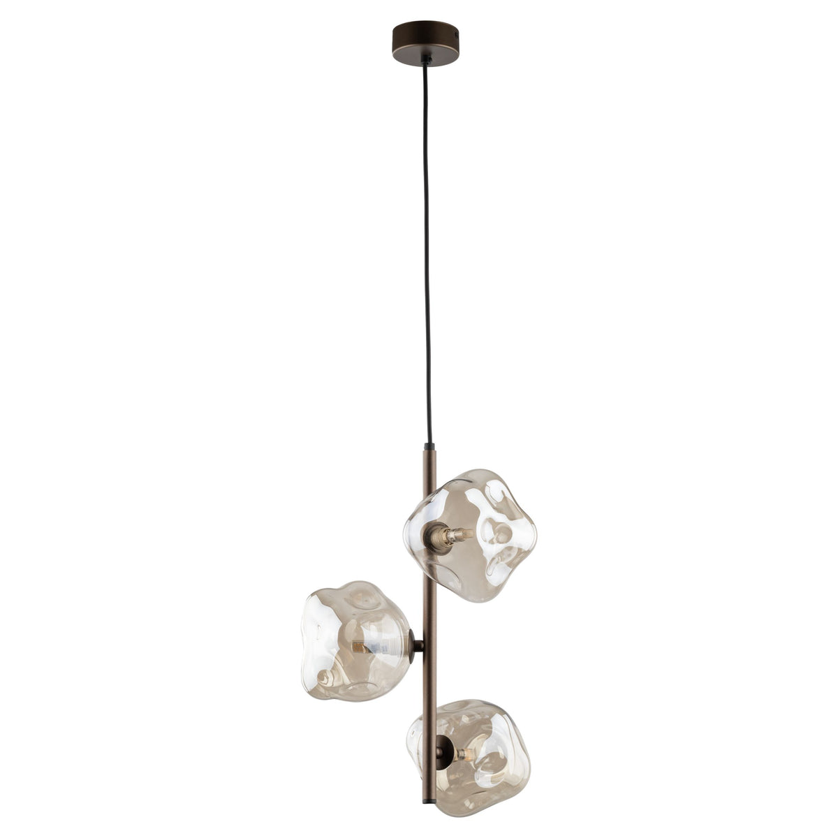 Lustră Lava cu 3 becuri, maro