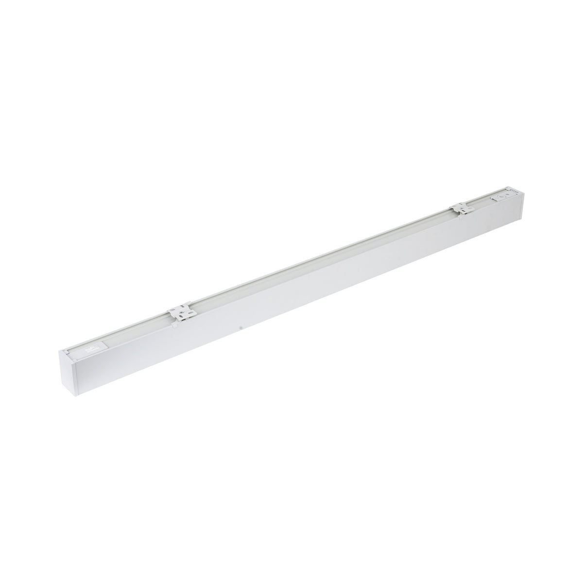Lampa Luxe Pro albă văzută de sus, canalul profilului cu cleme