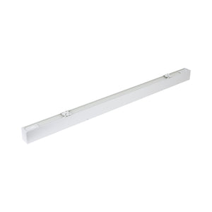 Lampa Luxe Pro albă văzută de sus, canalul profilului cu cleme