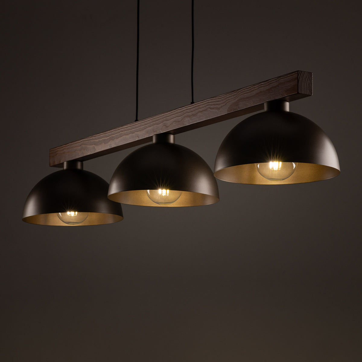 Lustră Oslo din metal, maro, 3 becuri
