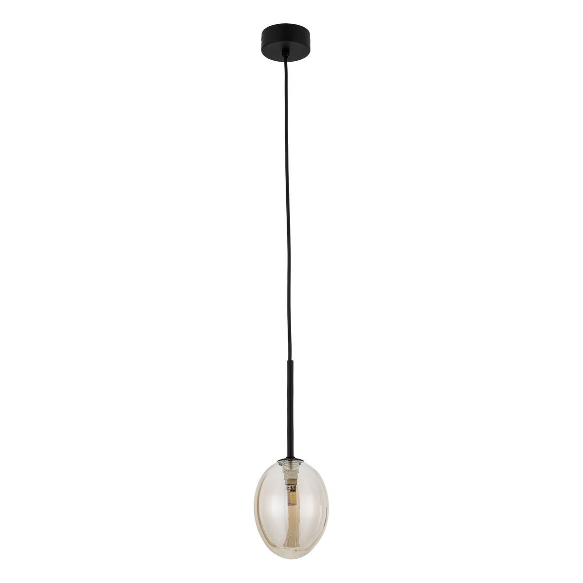 Lustră Pearl din sticlă, coniac, 1 bec