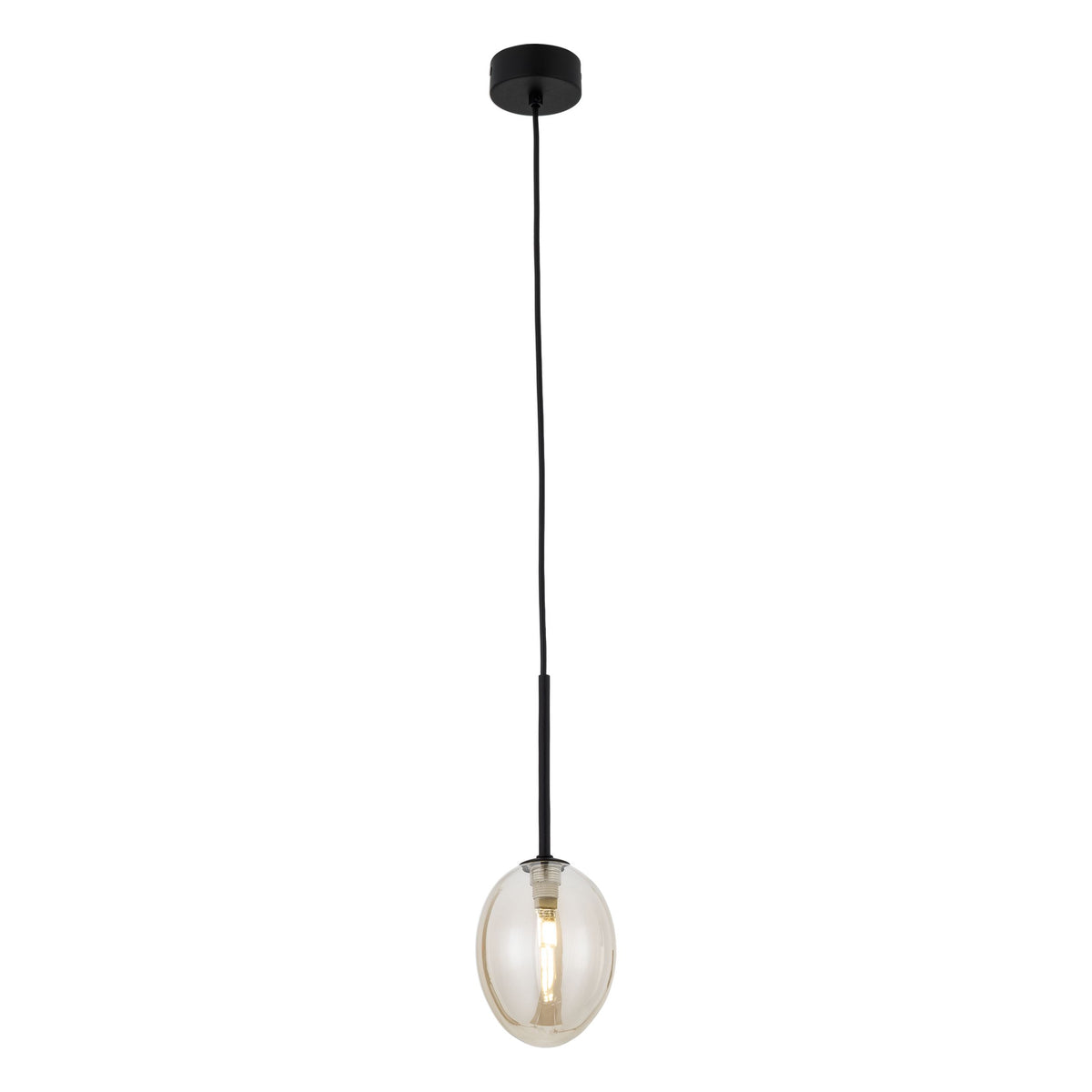 Lustră Pearl din sticlă, coniac, 1 bec