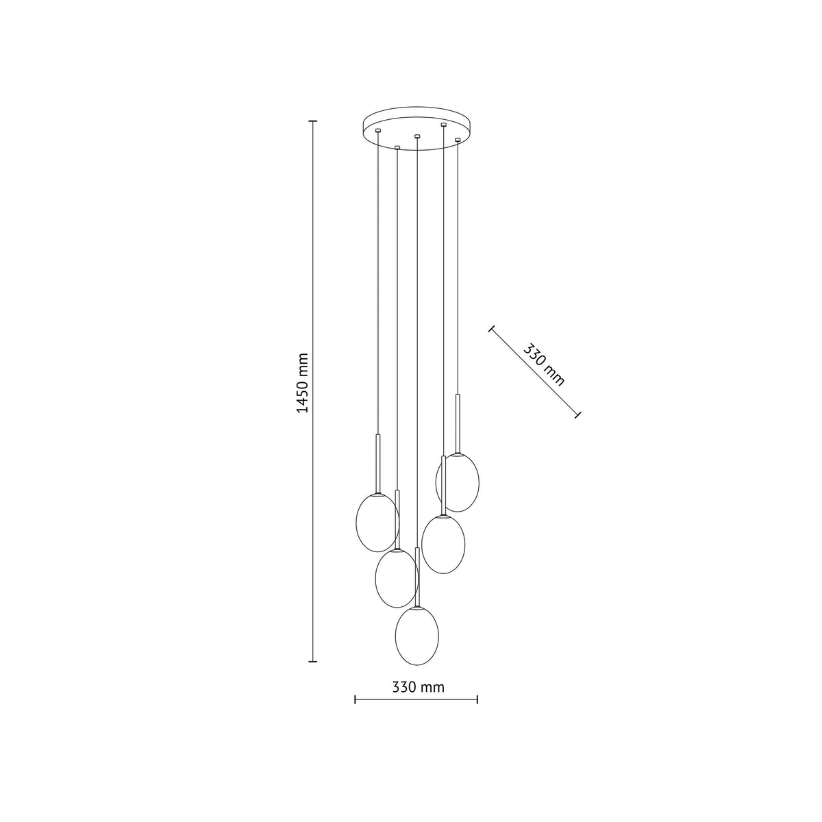 Lustră Pearl din sticlă, mix, 5 becuri