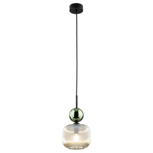 Lustră Sophia cu 1 glob oval, verde și coniac