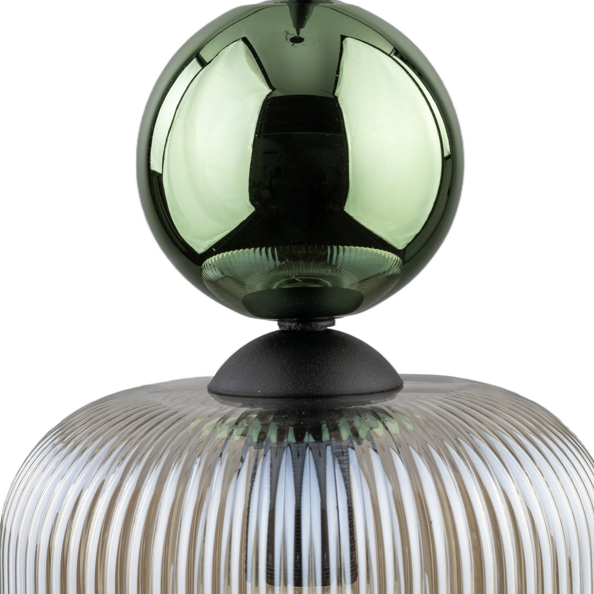 Lustră Sophia cu 1 glob oval, verde și coniac