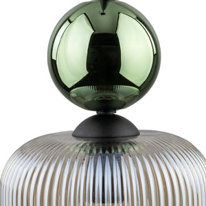 Lustră Sophia cu 1 glob oval, verde și coniac