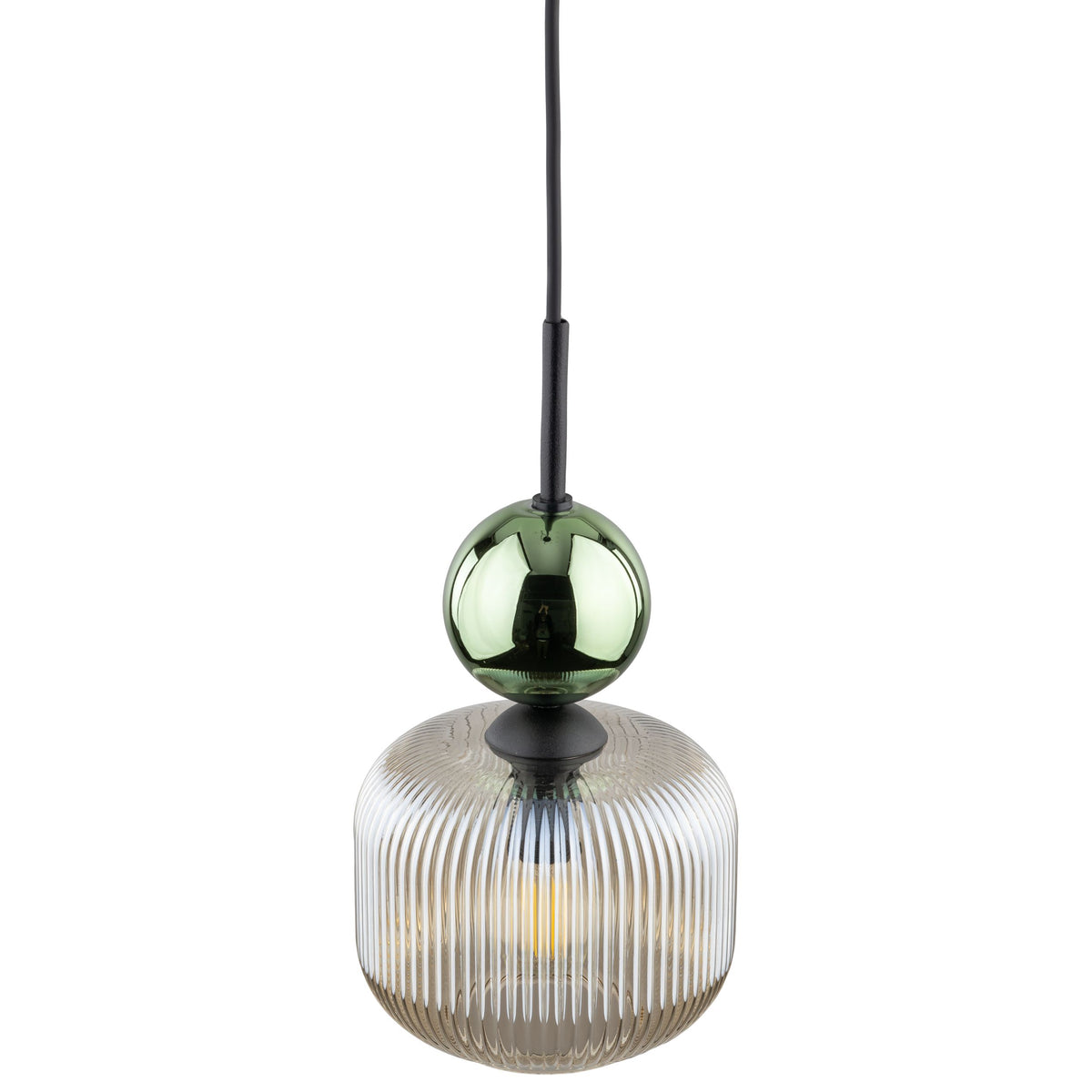 Lustră Sophia cu 1 glob oval, verde și coniac