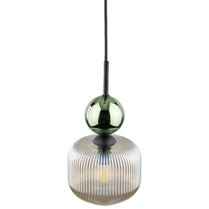 Lustră Sophia cu 1 glob oval, verde și coniac