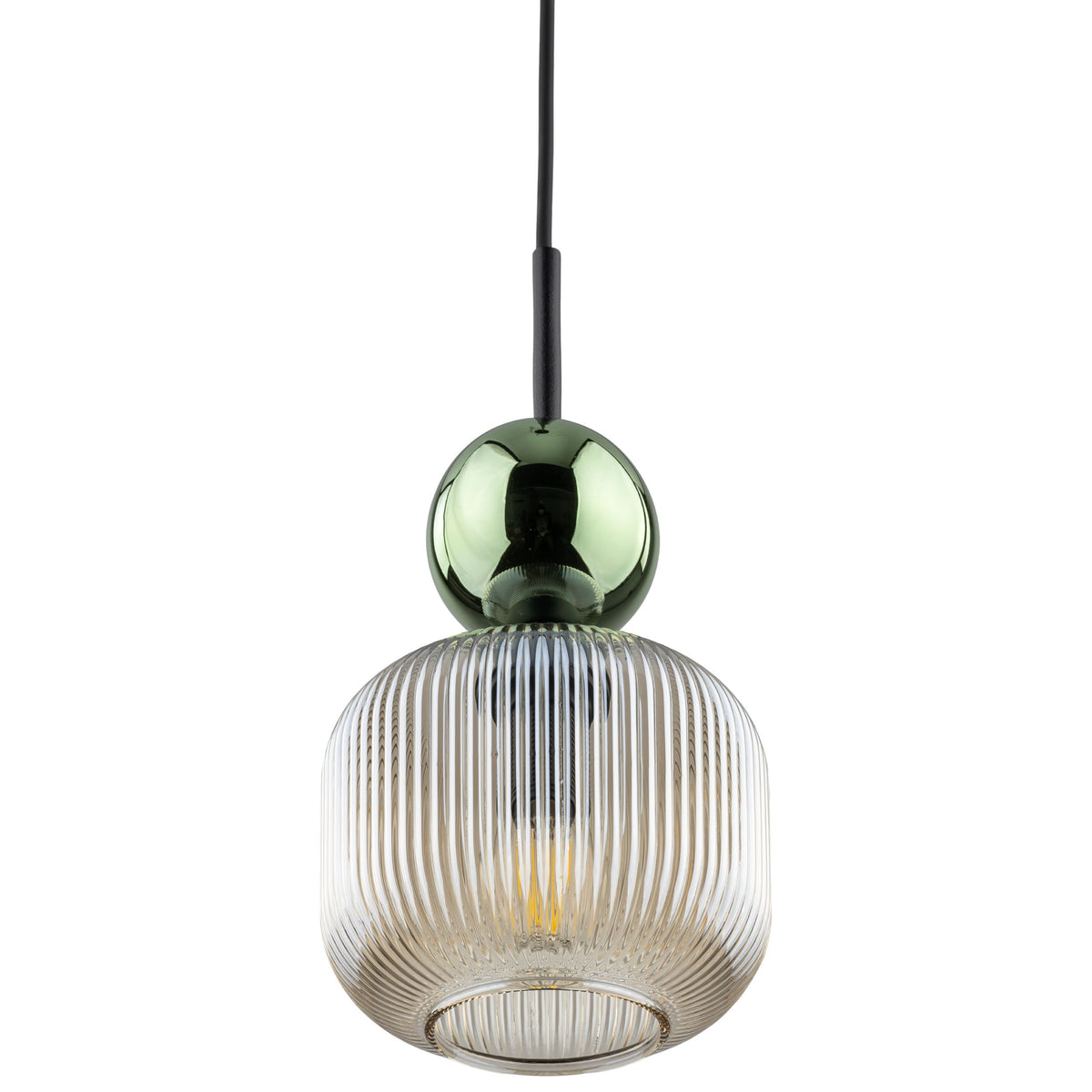 Lustră Sophia cu 1 glob oval, verde și coniac