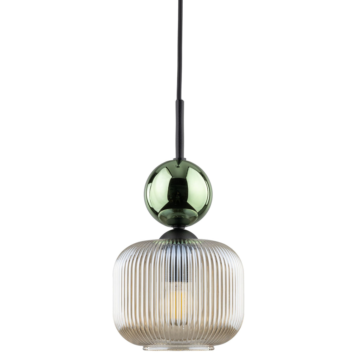Lustră Sophia cu 1 glob oval, verde și coniac