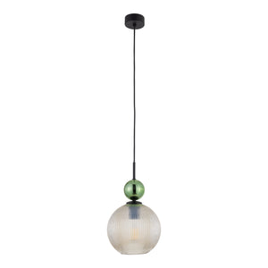 Lustră Sophia Big, verde și coniac, Big, înălțime 1550 mm, glob
