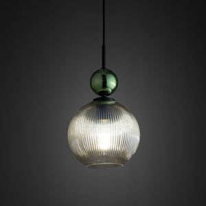 Lustră Sophia Big, verde și coniac, Big, înălțime 1550 mm, glob