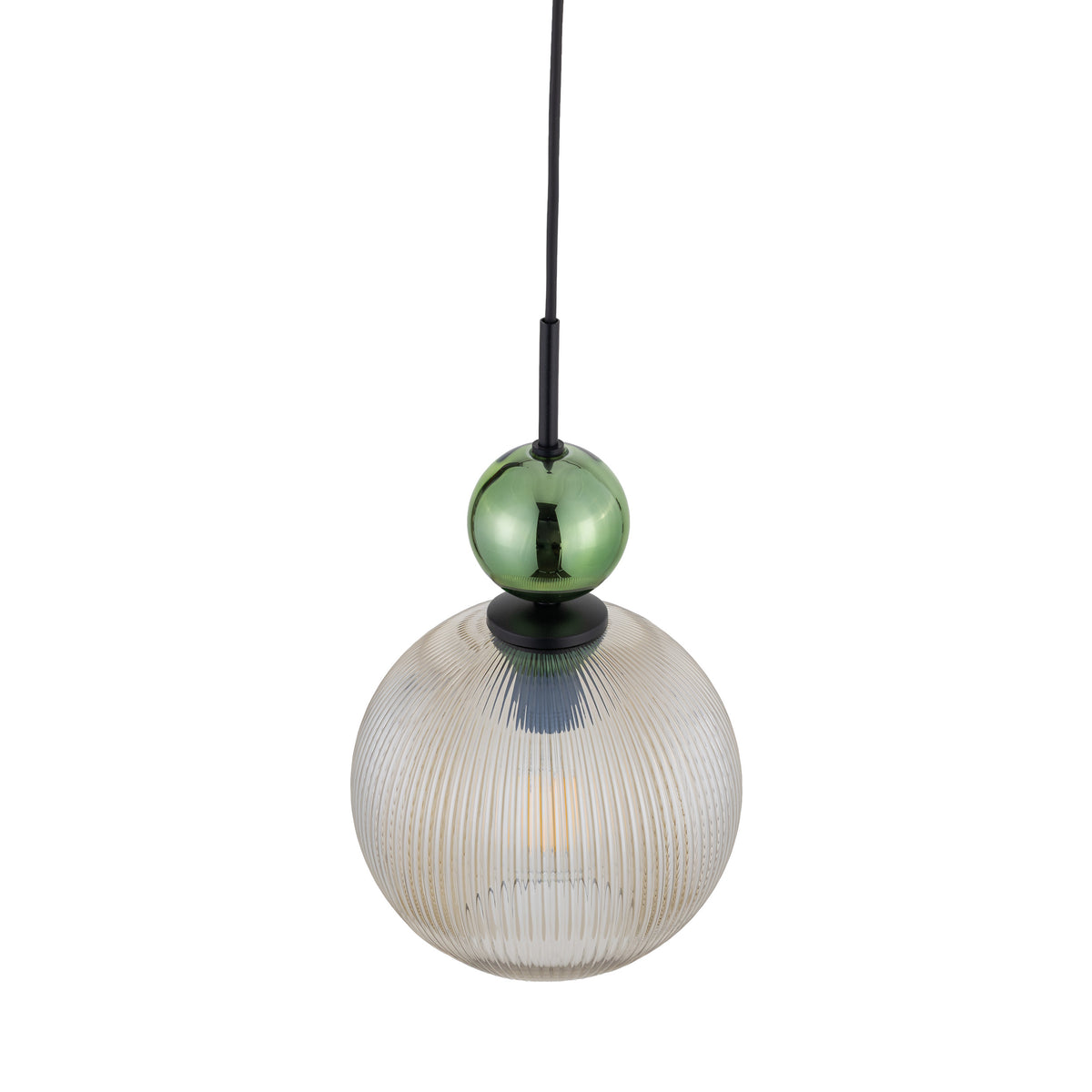 Lustră Sophia Big, verde și coniac, Big, înălțime 1550 mm, glob