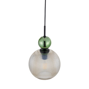 Lustră Sophia Big, verde și coniac, Big, înălțime 1550 mm, glob