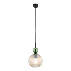 Lustră Sophia Big, verde și coniac, Big, înălțime 1550 mm, glob