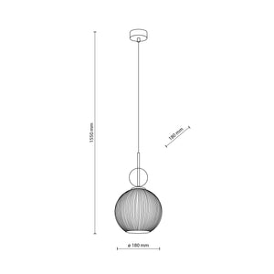 Lustră Sophia Big, verde și coniac, Big, înălțime 1550 mm, glob