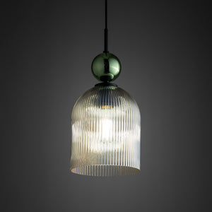 Lustră Sophia Big, verde și coniac, Big, înălțime 1600 mm, clopot
