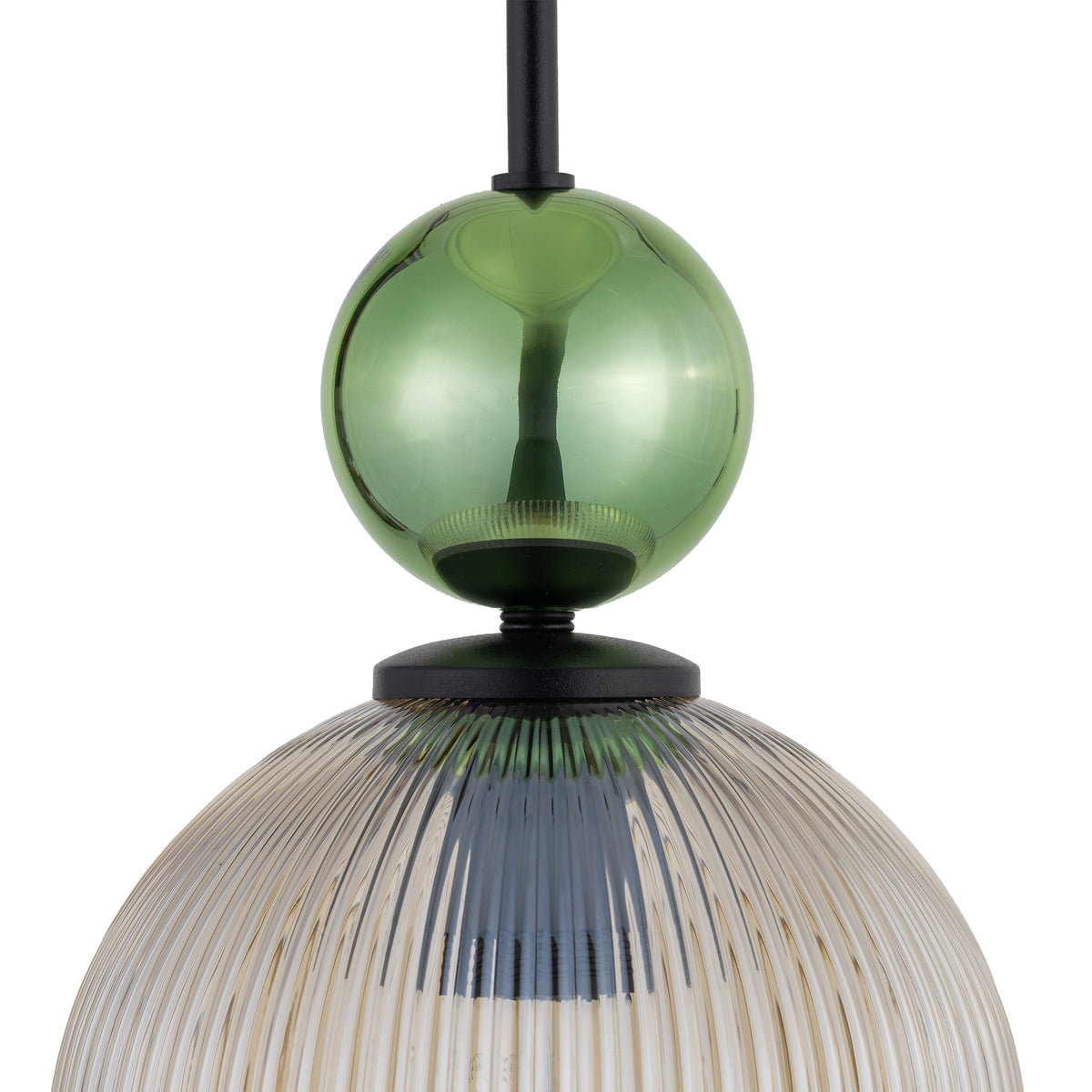 Lustră Sophia Big, verde și coniac, Big, înălțime 1600 mm, clopot