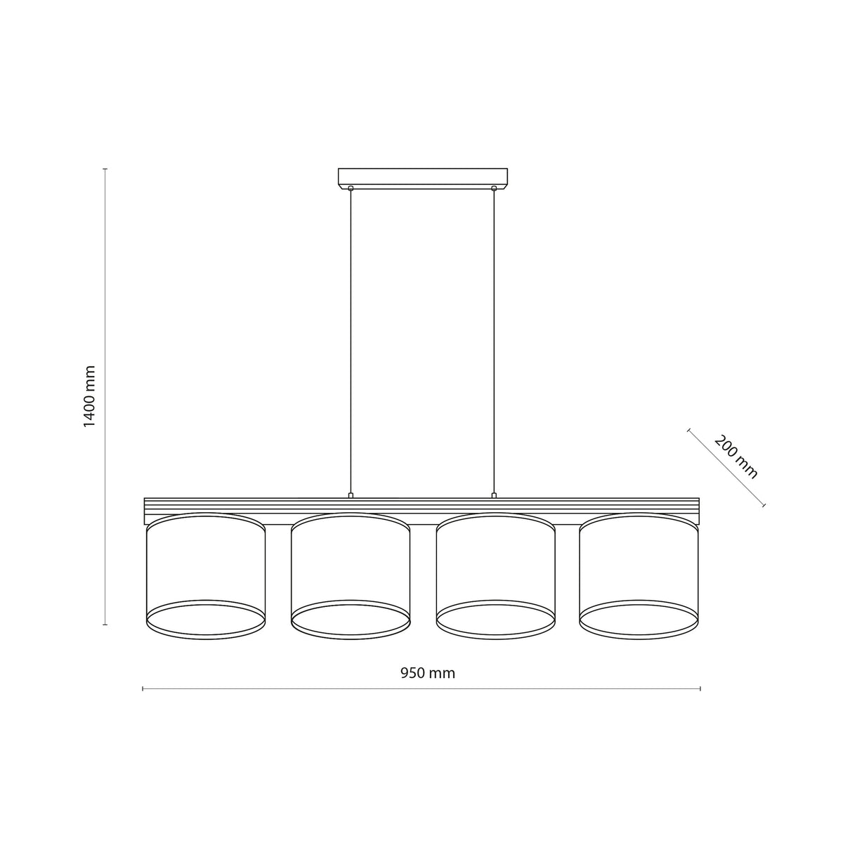 Lustră Viga Shade cu abajur din in, 4 becuri