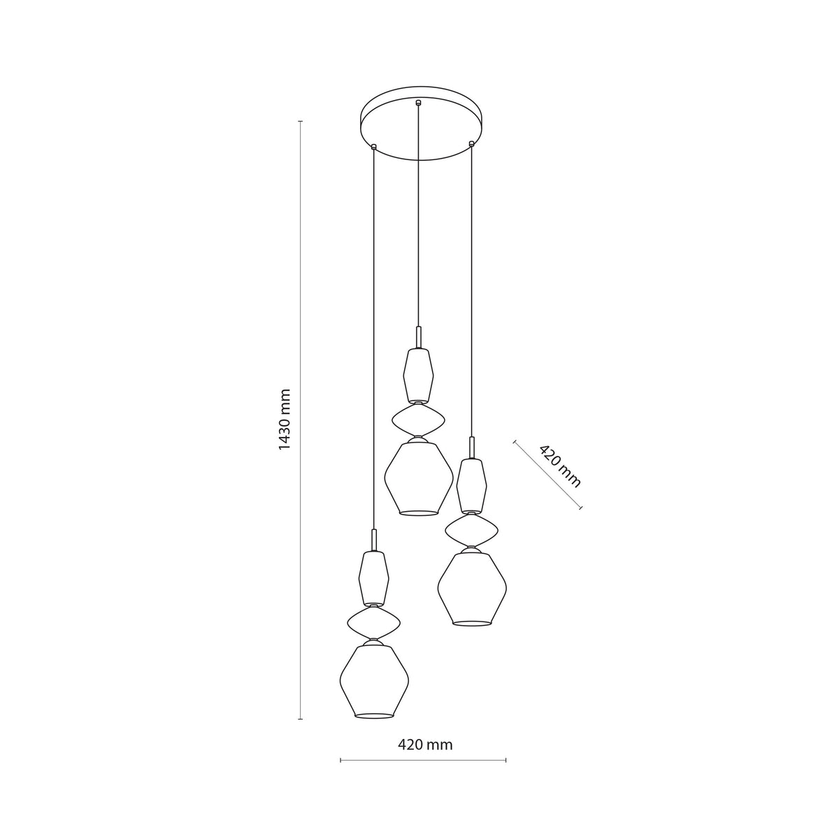 Lustră Zen Fuso cu rozetă rotundă, salvie alb, 3 becuri