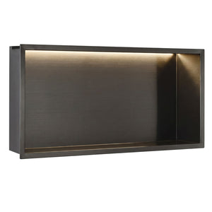 Nișa de duș Tessa în titan, cu lățimea deschiderii de 60 cm, cu lumina aprinsă, pe fundal alb