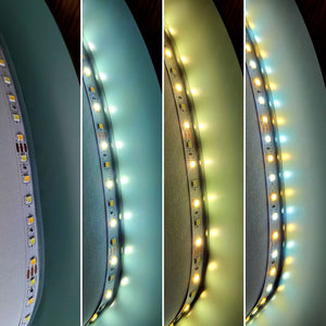 Detaliu al oglinzii Duet: banda LED în patru culori de lumină