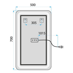 Desenul tehnic al oglinzii Riviera, cu cotele