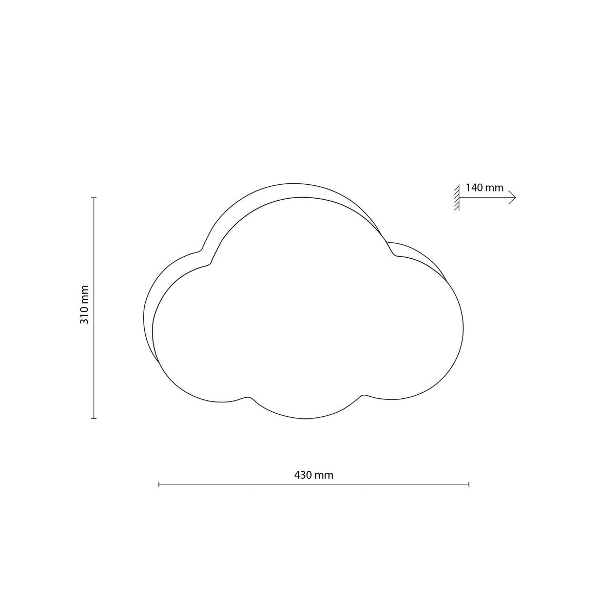Plafonieră Cloud din metal, albastru pastel, Mini