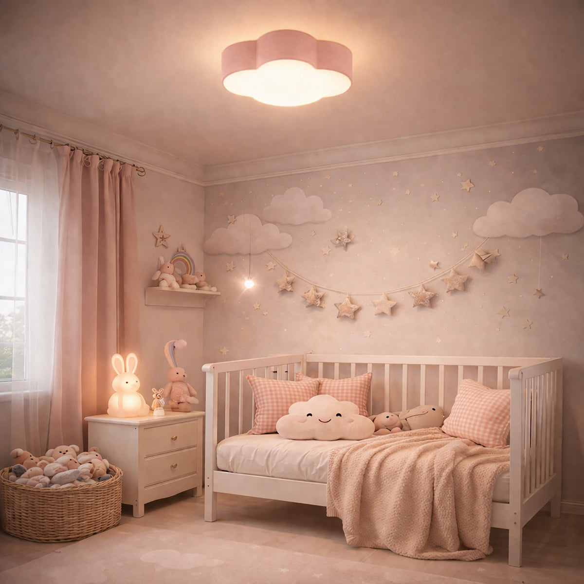 Plafonieră Cloud din metal, roz pastel, Mini