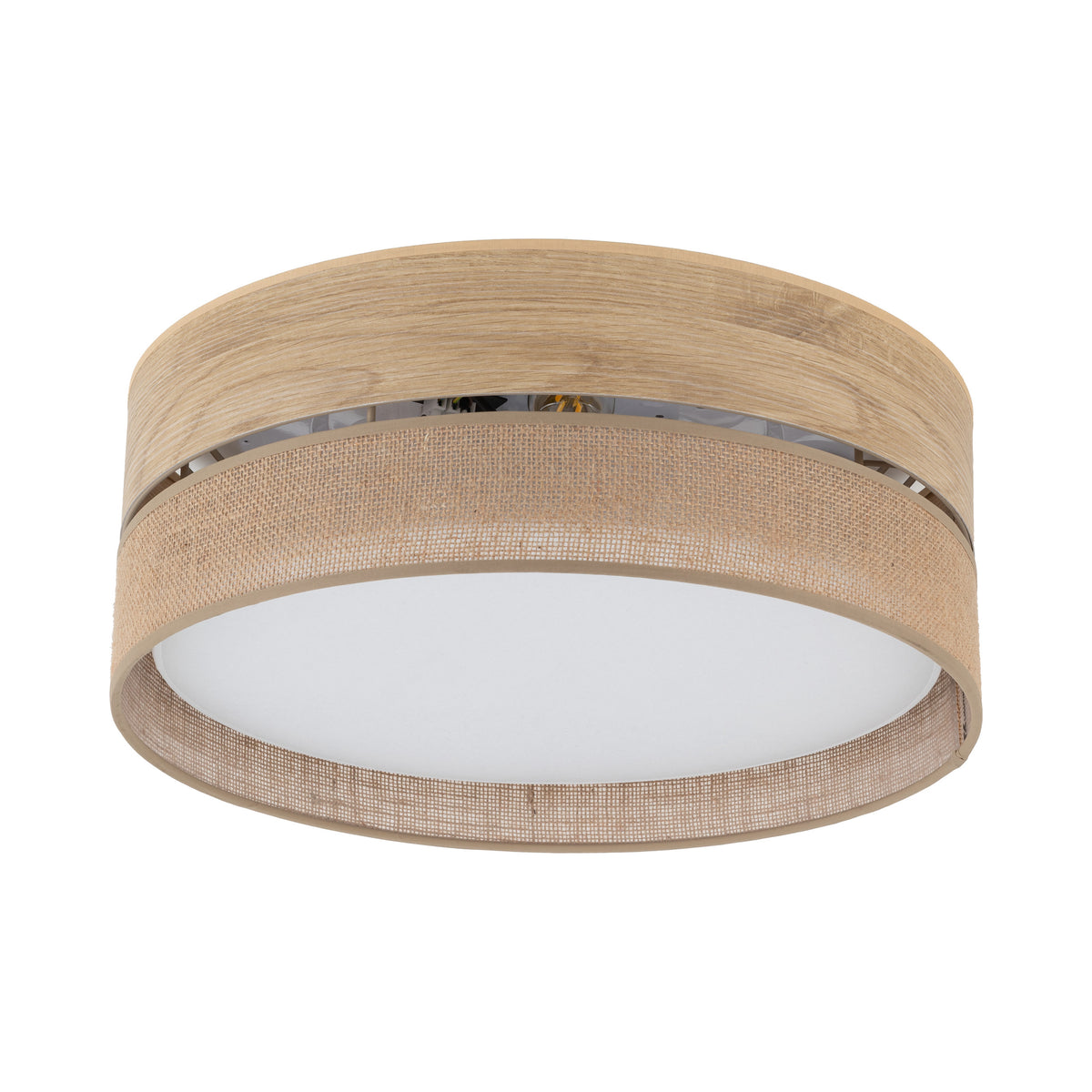 Plafonieră Dorma cu abajur din iută, lemn deschis, Diametru 450 mm