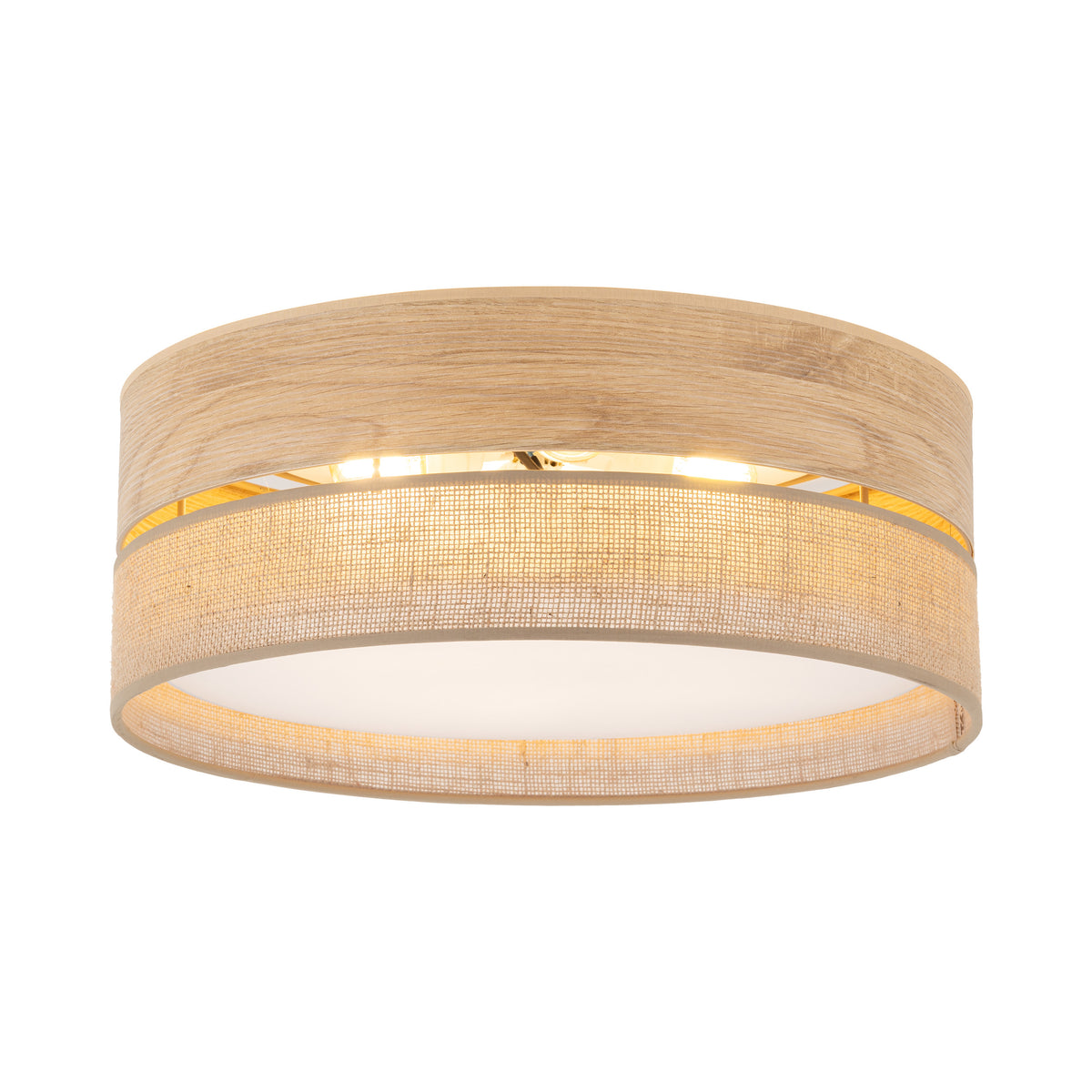 Plafonieră Dorma cu abajur din iută, lemn deschis, Diametru 450 mm