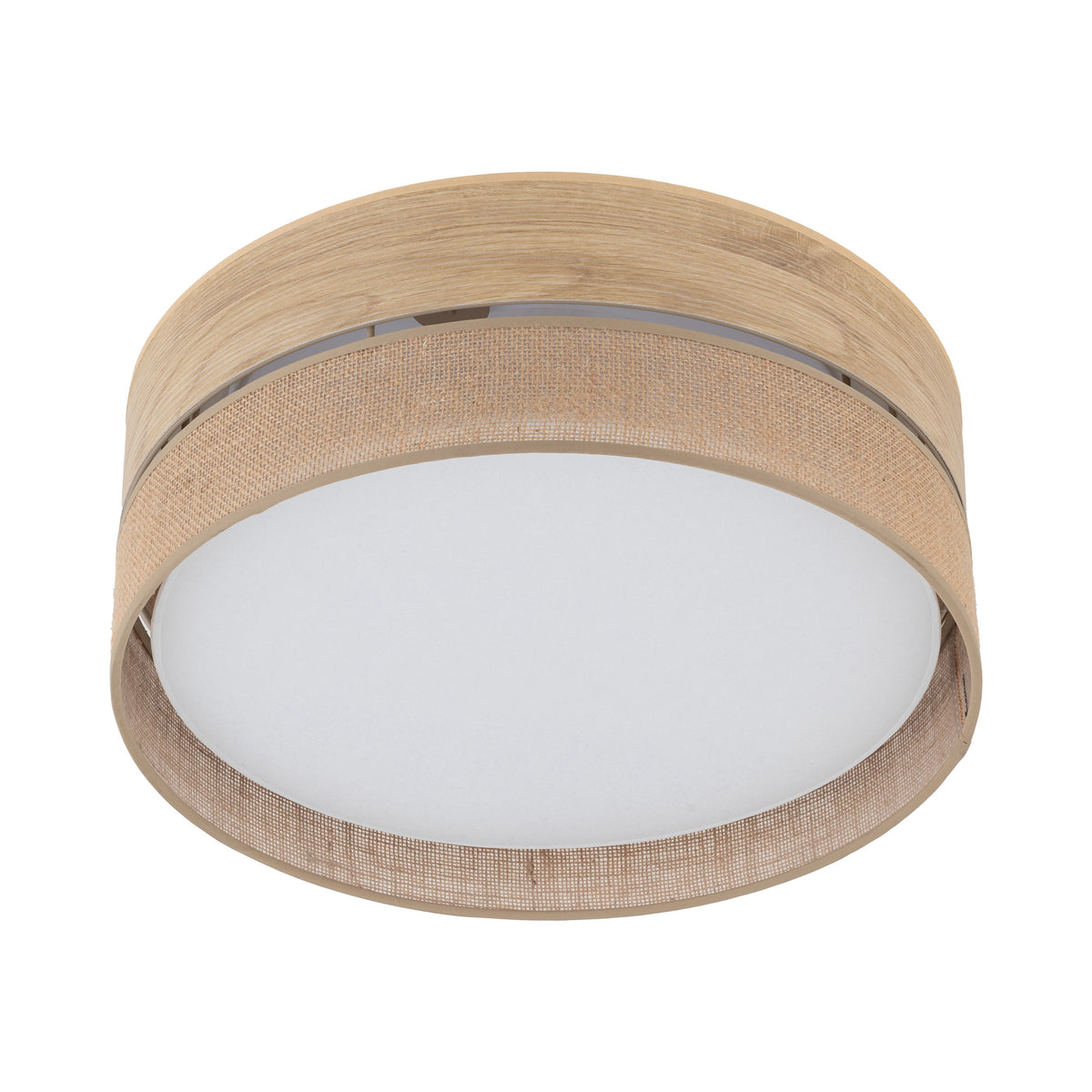 Plafonieră Dorma cu abajur din iută, lemn deschis, Diametru 450 mm