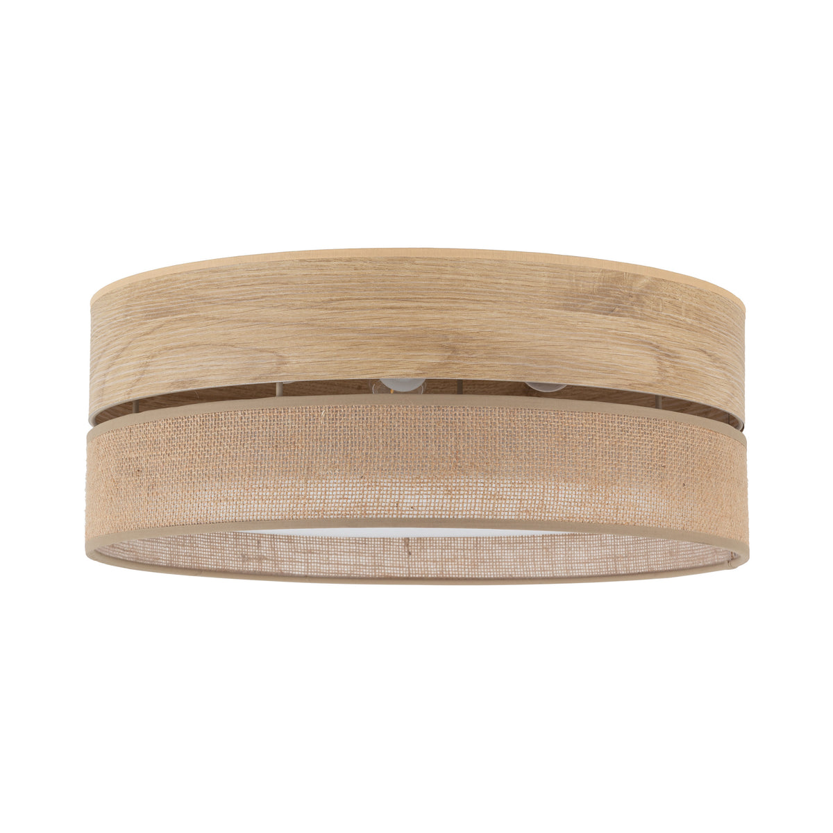 Plafonieră Dorma cu abajur din iută, lemn deschis, Diametru 450 mm