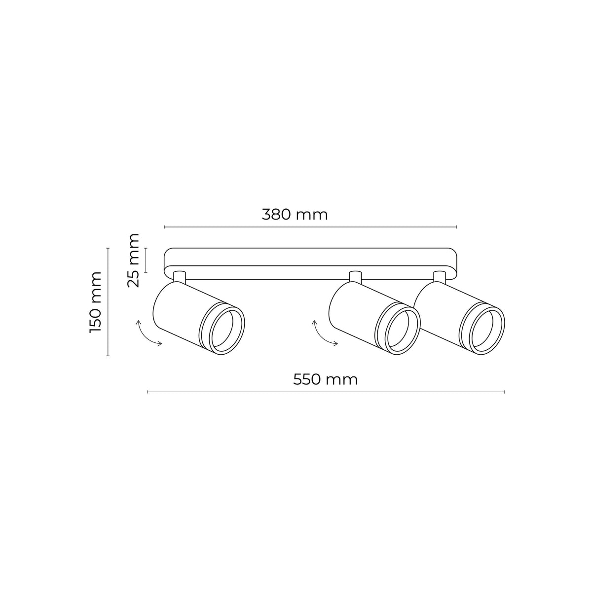 Plafonieră Jet din metal, alb, 3 becuri