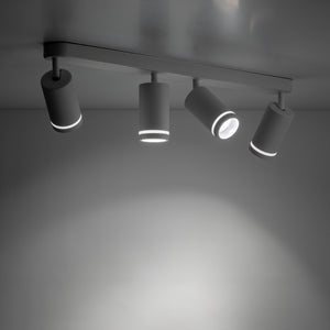 Plafonieră Jet din metal, alb, 4 becuri