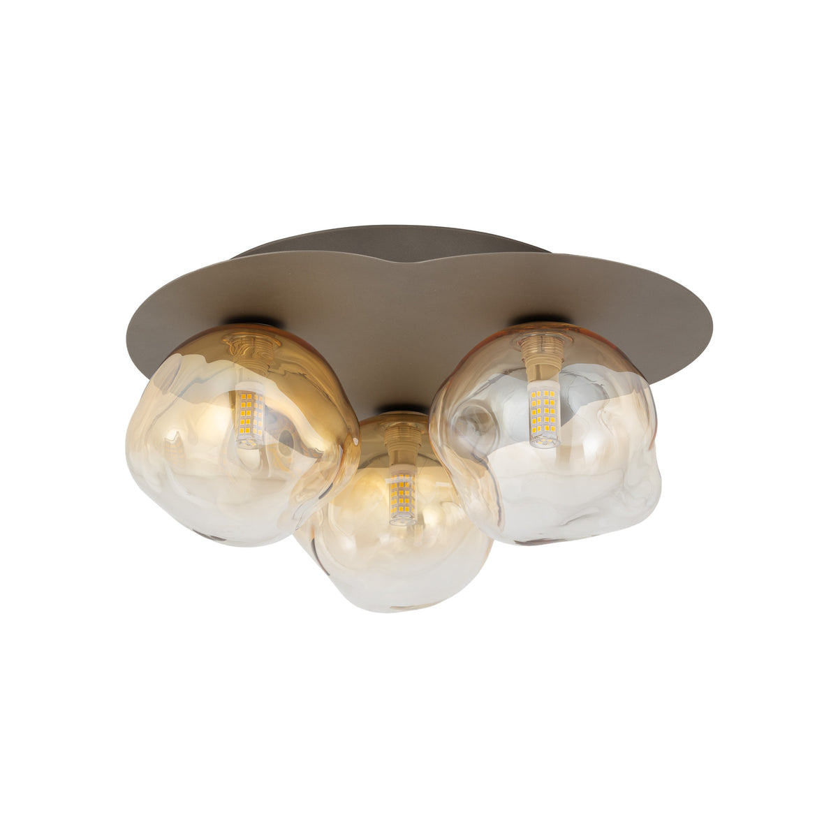 Plafonieră Lava din sticlă, maro închis, Lungime 330 mm, lățime 370 mm